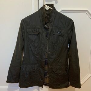 New cond Barbour Women’s Waxed Utility Jacket US sz 2, Classic Olive color